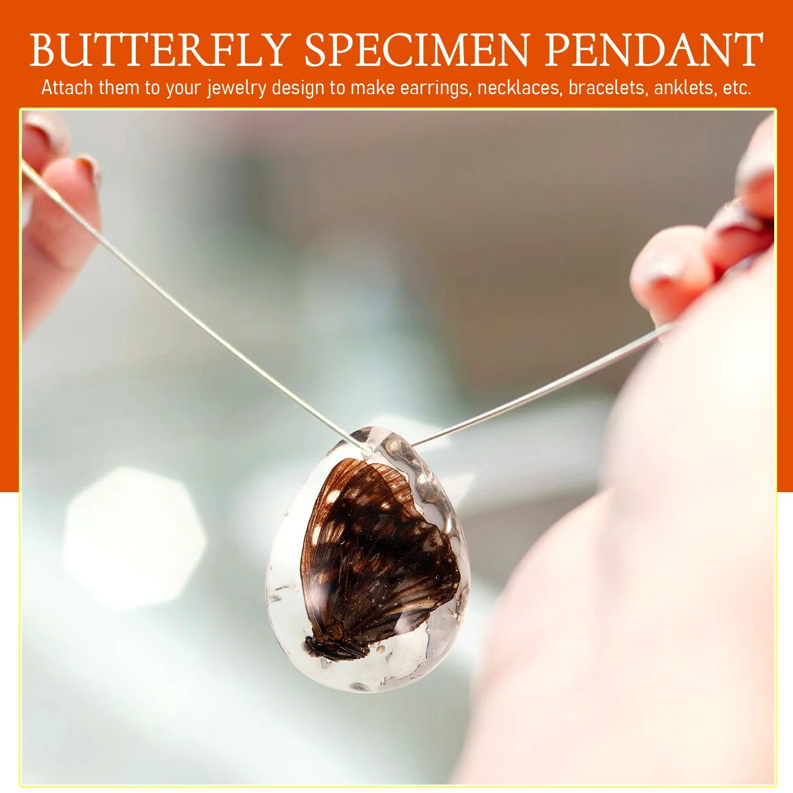 

3 pcs Pendant Butterfly Specimens Multi-Color Amber Stone Natural Jewelry Insect Amber Ornament Teaching Equipment