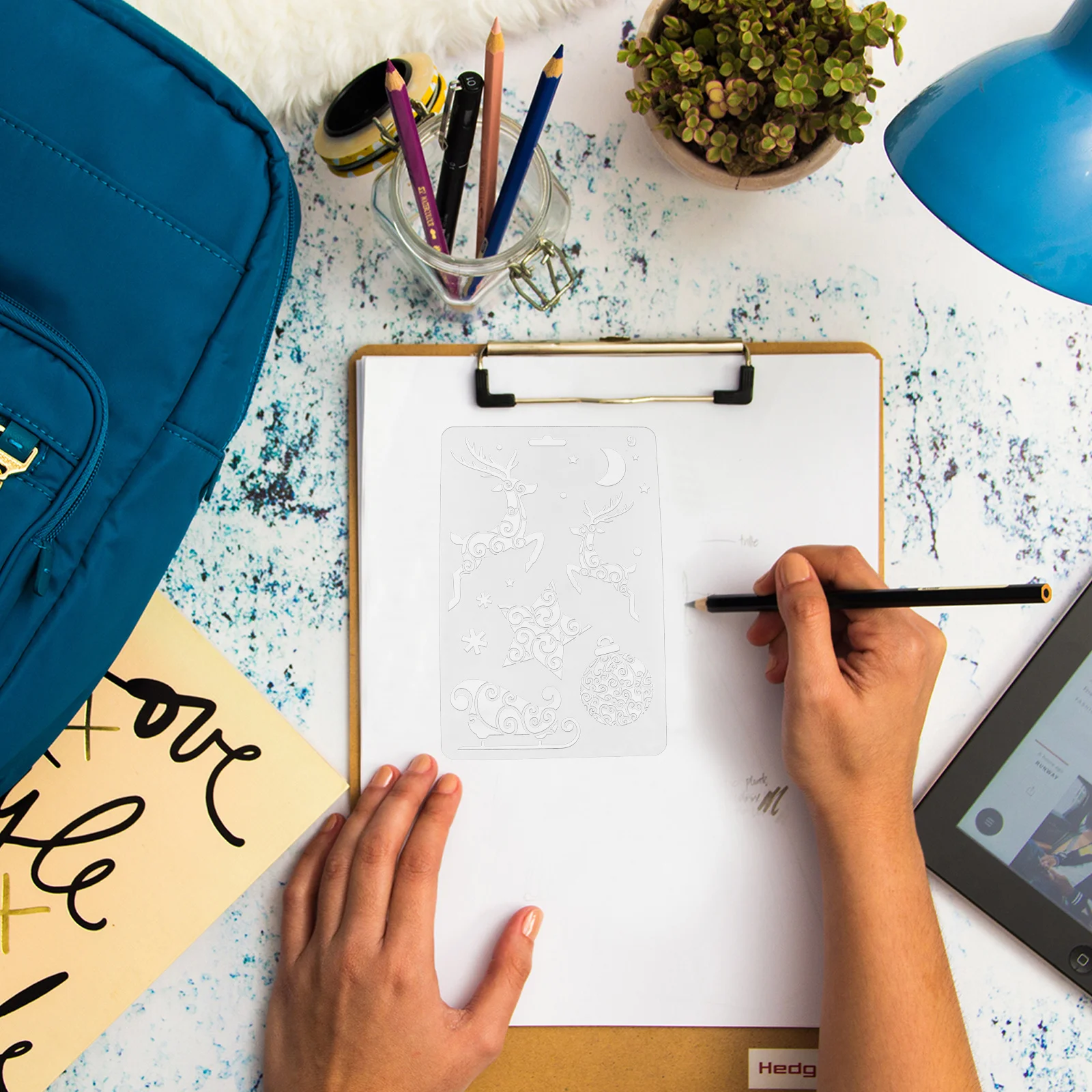 

12Pcs Christmas Drawing Stencils Hollow Out Painting Templates DIY Creative Christmas Decoration Kit Kids Hands-on Craft