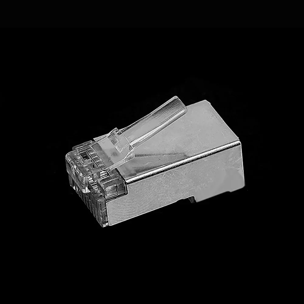 100 قطعة 8P8C 8Pin إيثرنت كابلات الموصلات شبكة الذكور Cat5e RJ45 stp محطات محمية مطلية بالذهب القط 5 Cat5e RJ45 التوصيل