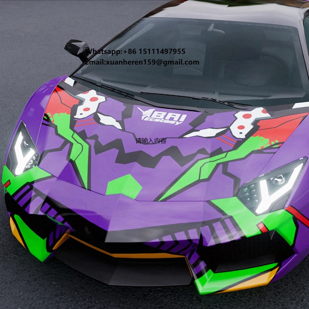 

WRAPMASTER 1.52*20m Cool Anime Pattern Customized Vehicle Wraps PET Color Changing Car Wrap Vinyl Sticker Vehicle Free Rendering