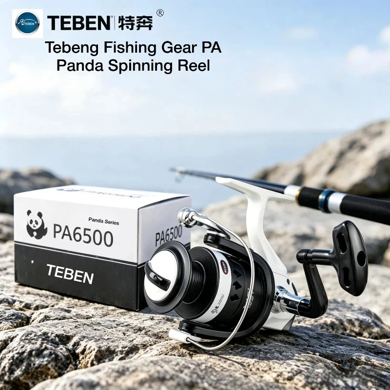 TEBEN Panda Spinning Fishing Reel PA 6500 Lightweight Plastic Spool Metal Shaft 5.1 1 Gear Ratio For Sea Rod Outdoor Fishing
