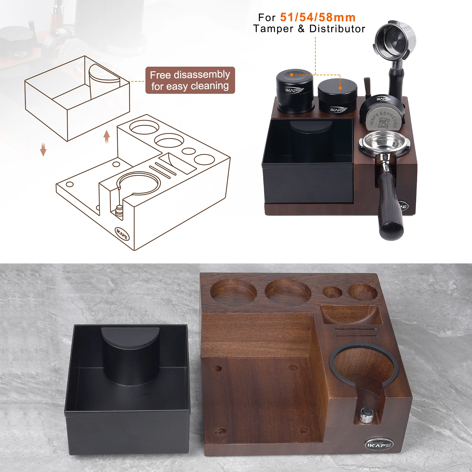 Imagem -04 - Ikape Espresso Knock Box v5 Coffee Organizer Fit For Storage Tamper Distribuidor Portafilter e Puck Screen