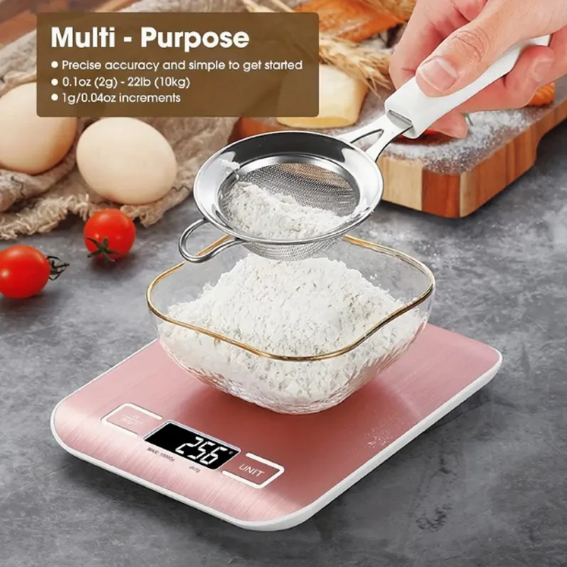 1pc 10kg Kitchen Scale LCD Display Stainless Steel Electronic Scales Home Jewelry Food Snacks Weighing Baking Tools