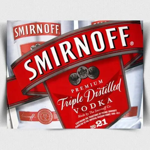 SMIRNOFF VODKA - Placa de pared con letrero de metal, póster, imagen, impresión artística, bar, pub, aluminio