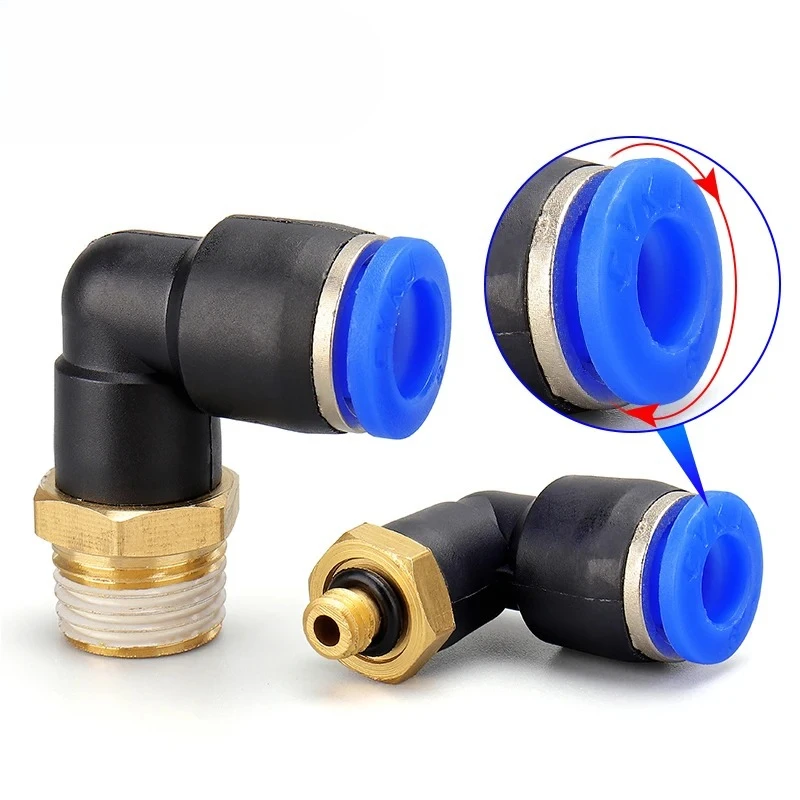 

PL Elbow Pneumatic Fitting 1/4 3/8 1/2 1/8 BSP Male Thread Air Quick Connector L Shape Push In Hose OD 6mm 8mm 10mm 12mm
