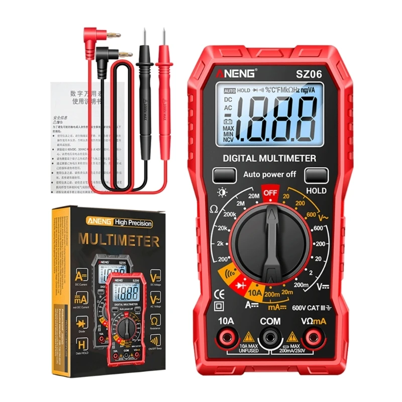 Multimeter Backlights Flashlight Sensitivity Adjustable Electrician Automatic Meter  Tester Resistance Frequency