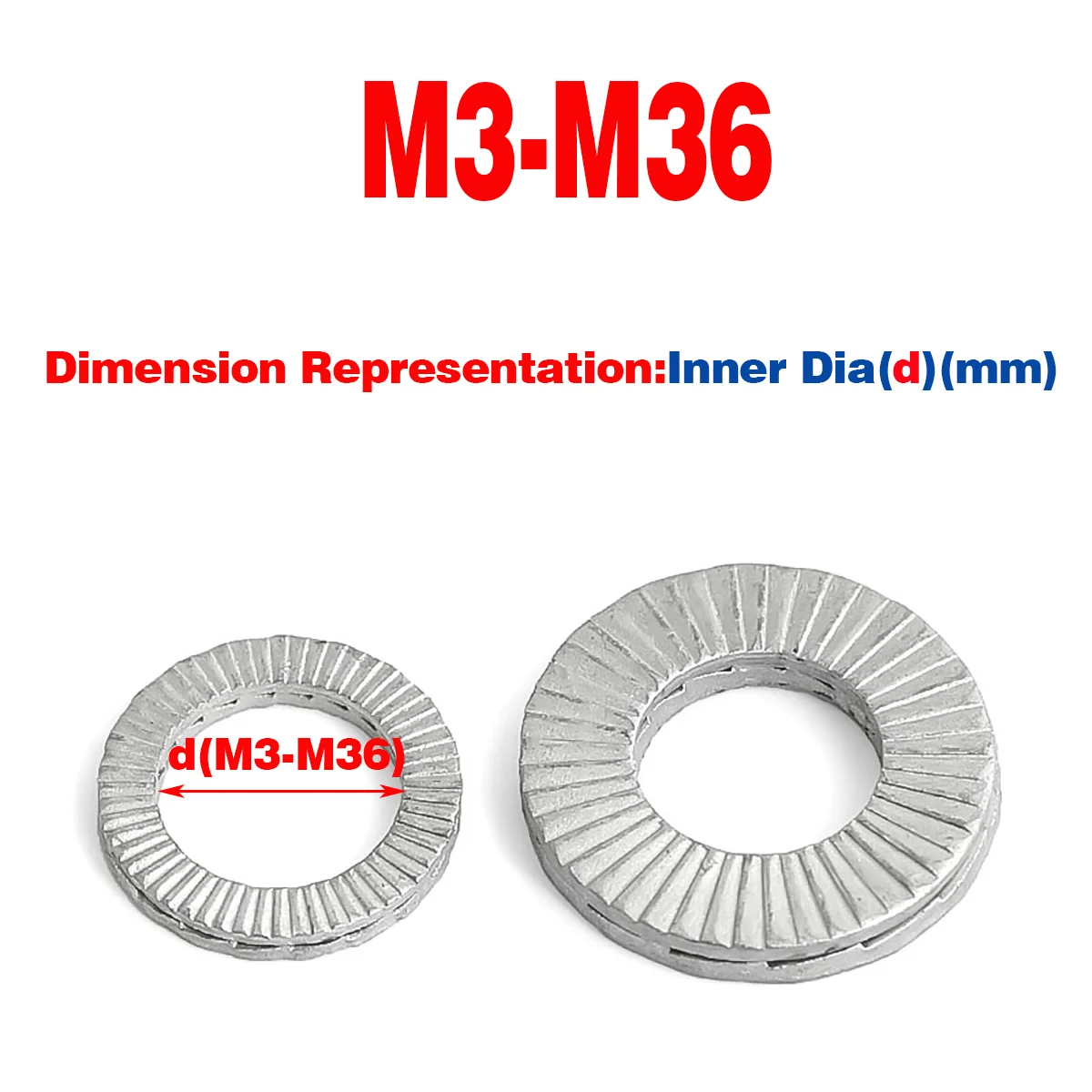 304 Stainless Steel Double Stack Self-Locking Washer / Embedded Locking Gasket  M3-M36