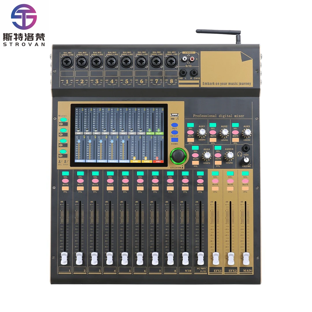 

Professional DJ Mixer Console WIFI 12 Channel 16 Efffects with Touchscreen Audio Interface Recording Studio Digital Mixer