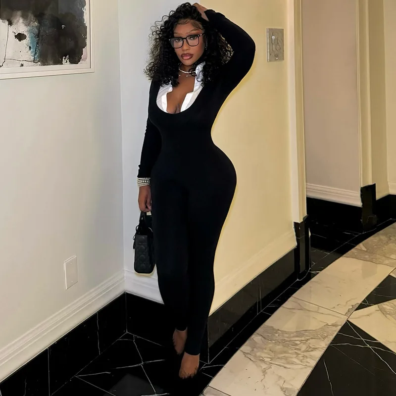 

Stylish Lady Elegant OL Rompers and Jumpsuits 2026 Spring Women Long Sleeve Bodycon Sexy Party Clubwear Sports Overalls
