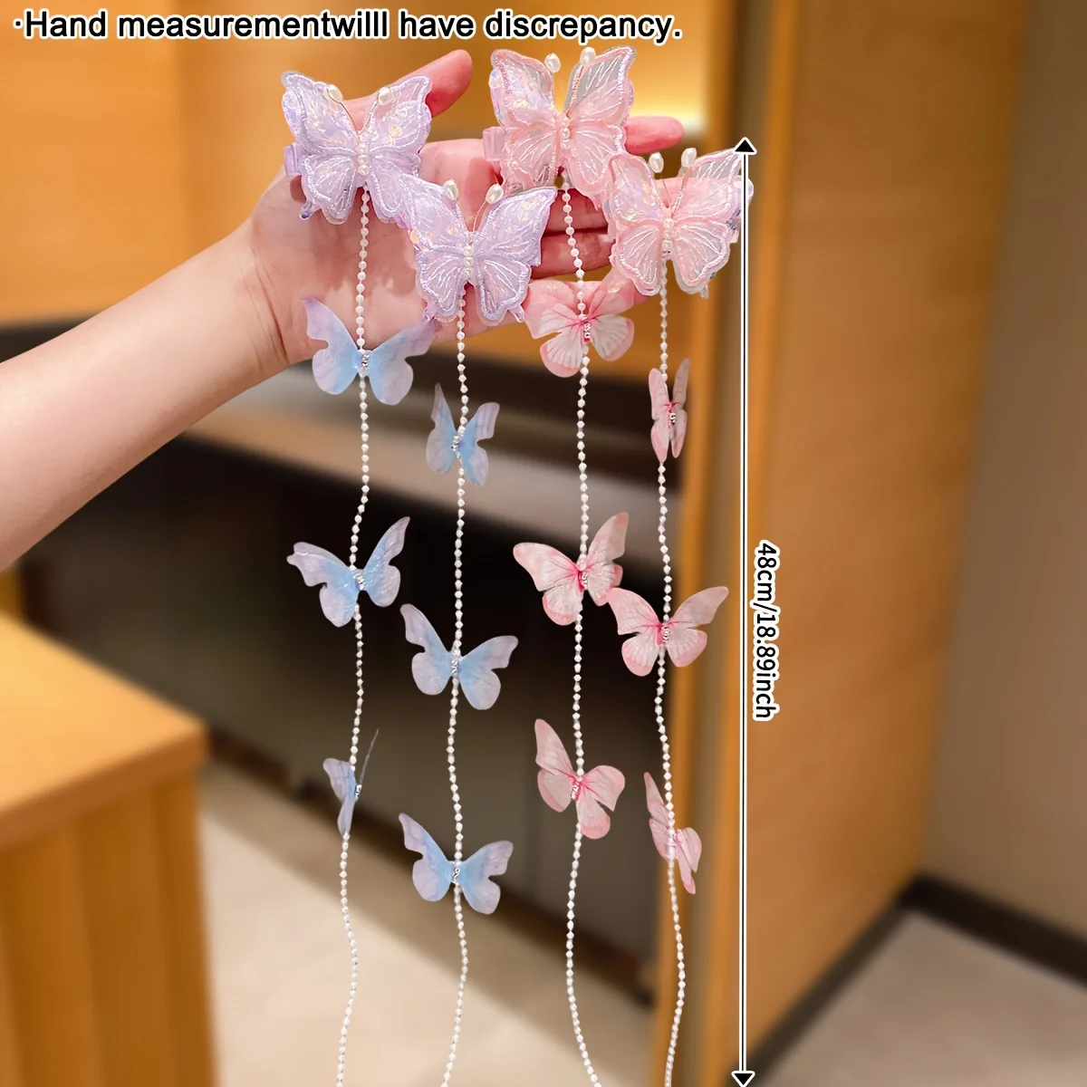 4Pcs Multicolor Sweet Butterfly Hair Clips, Fairy Style Hair Accessories for Braids