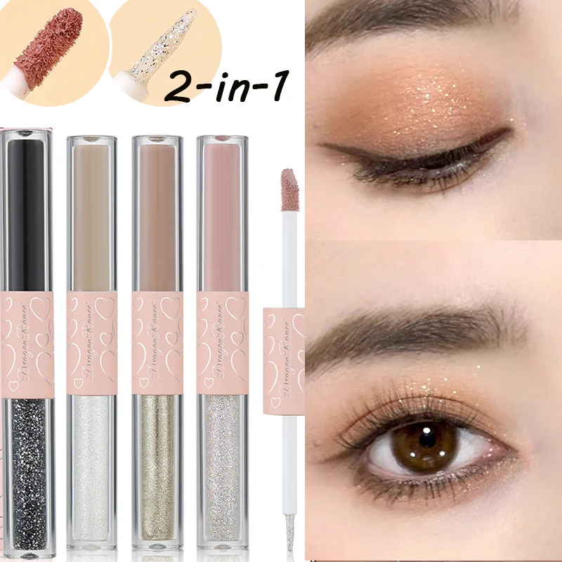 Double Head Pearly Matte 2 In 1 Eyeshadow Pencil Glitter Eye Shadow Stick Smooth Shimmer Eye Makeup Liquid Contour Shadow Stick