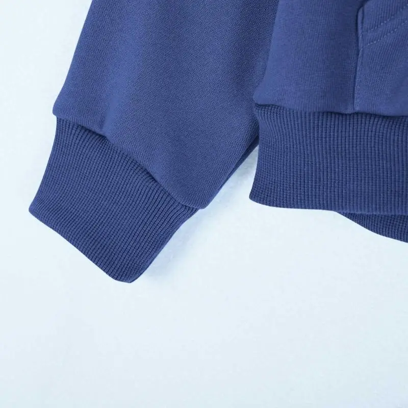 سويت شيرت بنصف سحاب للفتيات بلوفر بغطاء للرأس من الصوف للمراهقين بأكمام طويلة ملابس خريف وشتاء بفتحة إبهام A2UB