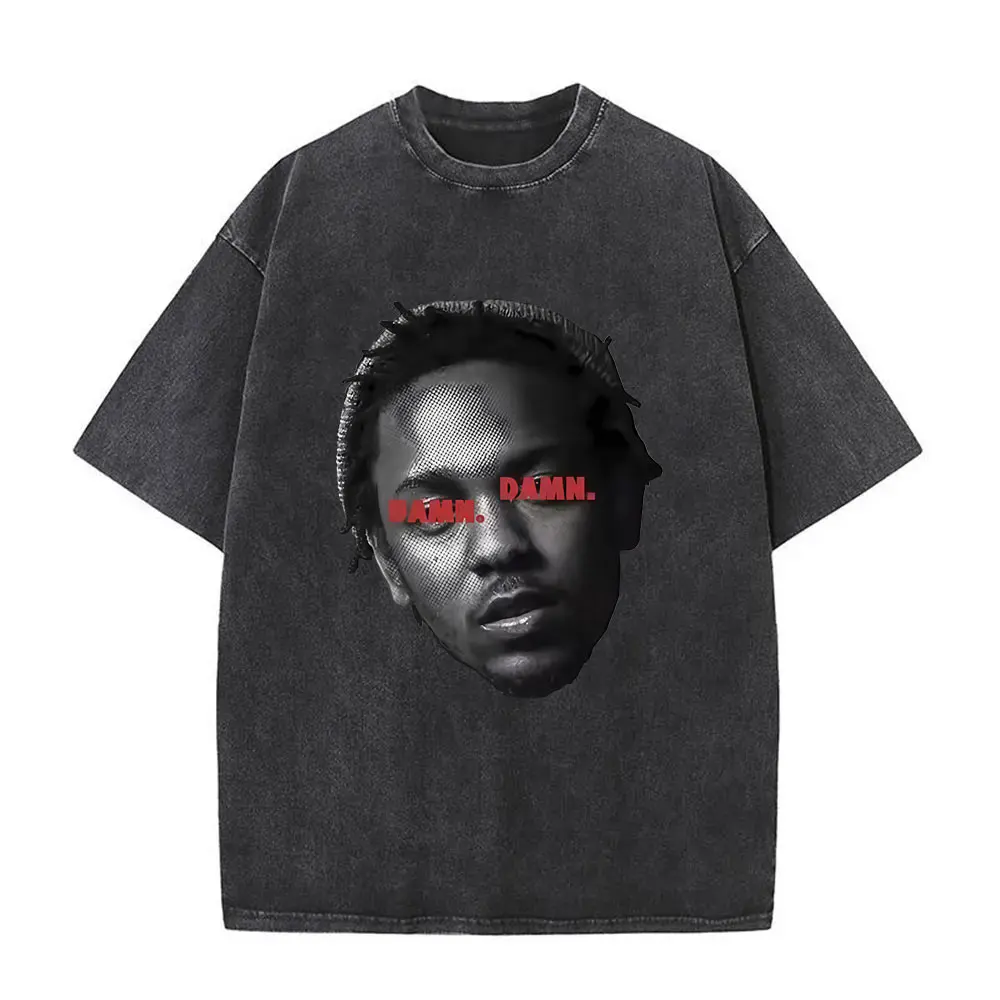 

Limited Washed Vintage Rapper Kendrick Lamar DAMN Graphic T-shirt Men Women Clothing Hip Hop Fashion Street Oversized T Shirts