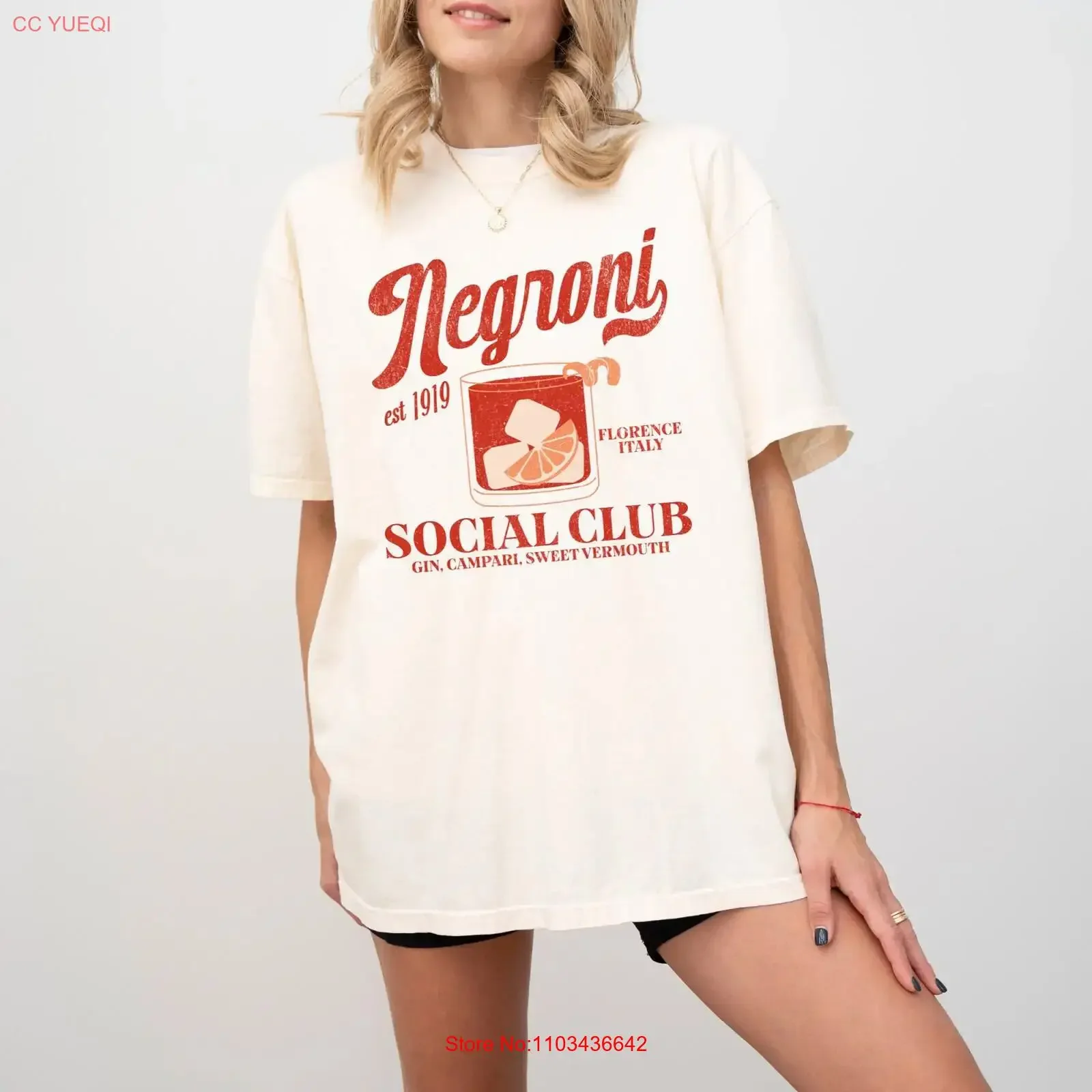 Camiseta Negroni Social Club, Estilo Italiano, Cóctel, Aperitivo, Moderna, Vintage, Retro, Lavada, con Gráficos, Elástica, Elegante
