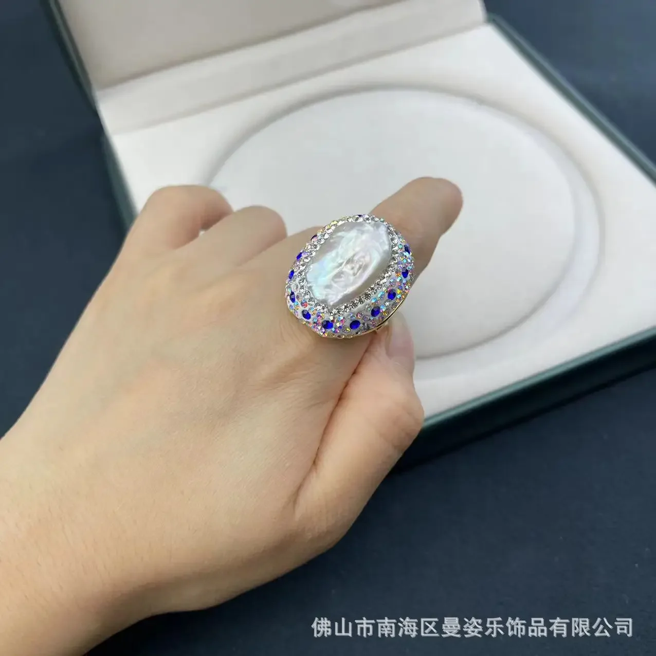 Natural Baroque Pearl Ring Living Jewelry Ring European and American popular craftsmanship clay inlaid crystal jewelry