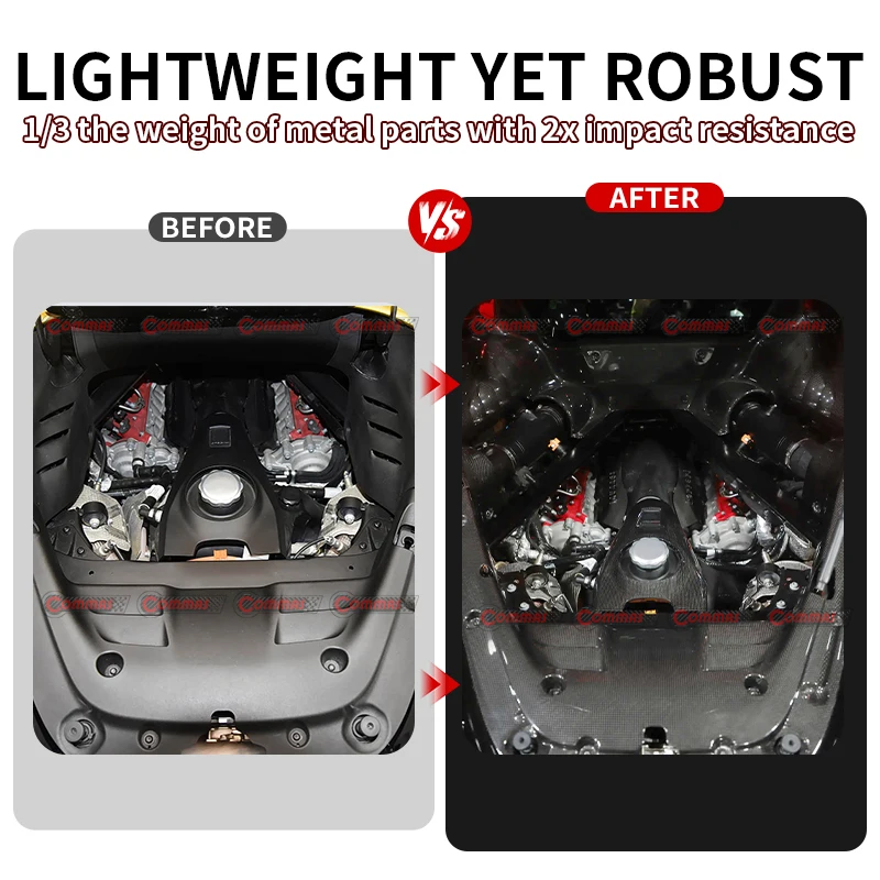 3Pcs/set Car Engine Compartment Partition Tail Cover Lock  Panel Trim Interior For Ferrair SF90 Dry Carbon Fiber Accessories