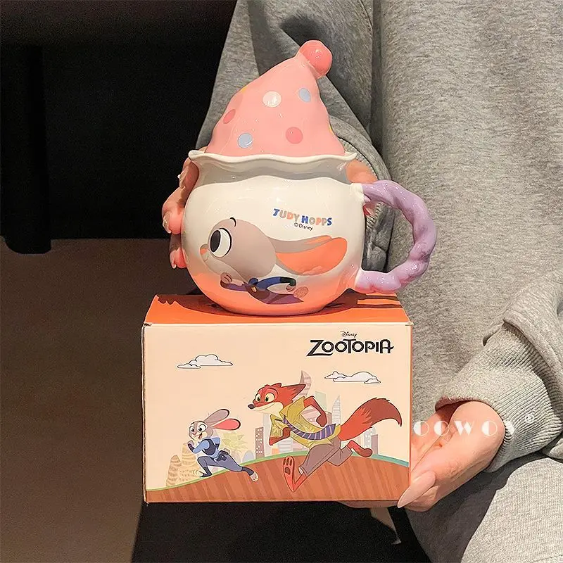 ديزني زوتوبيا جودي نيك الرسوم المتحركة لطيف ماجيك قبعة القدح السيراميك فنجان القهوة للرجال والنساء الأزواج هدية عيد الميلاد #3