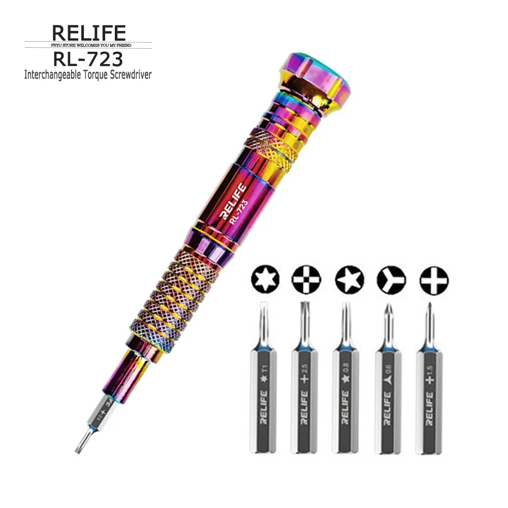 

Screwdriver RELIFE RL-723 Interchangeable Magnetic Torque Screwdriver Bit for Mobile Phones IP/HW/OP/VI Disassembly Repair Tool