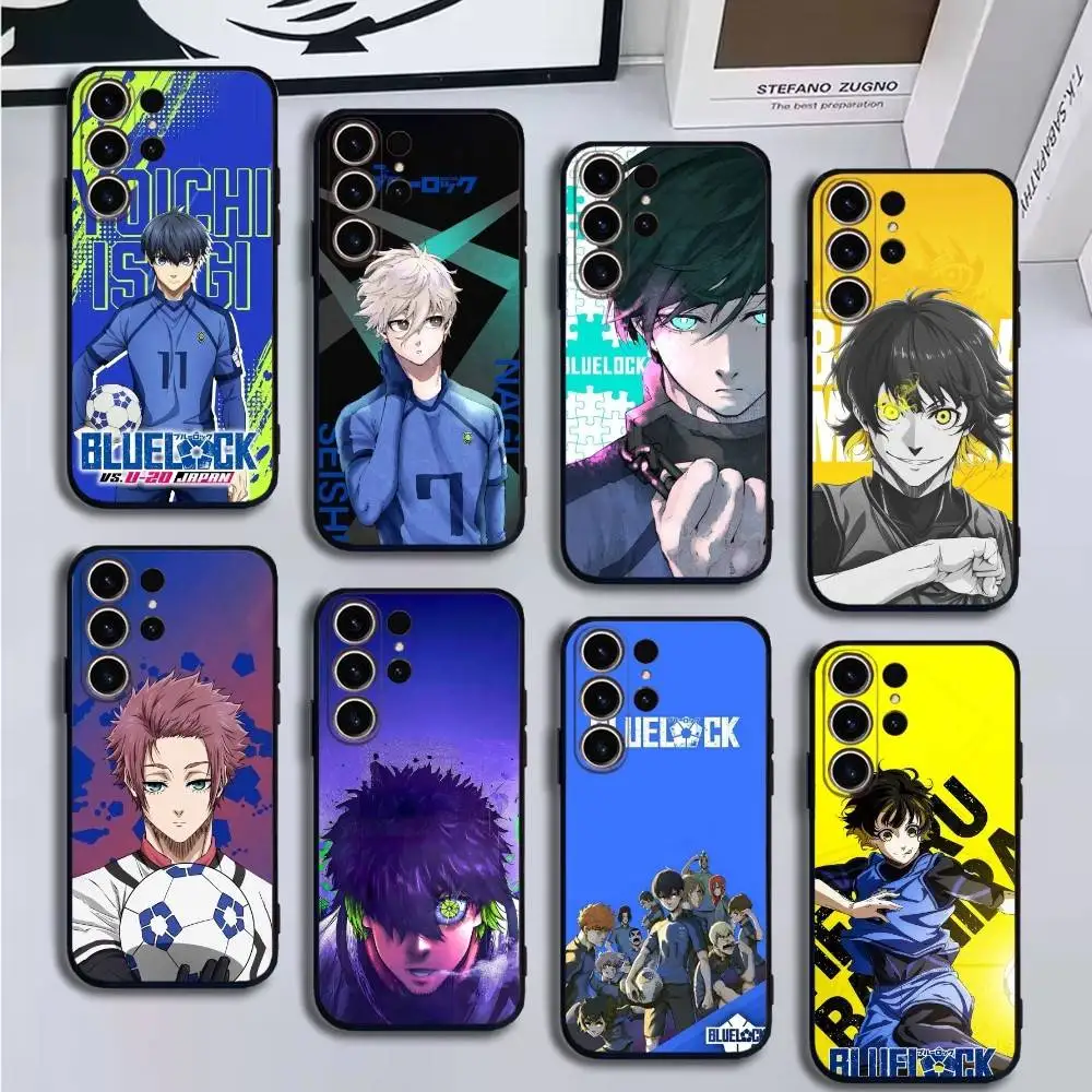 

BLUE LOCK Phone Case For SamsungS25,24,21,22,23,30,Ultra,20,Plus,Fe,Lite,Note,10,9,Soft Black Cover
