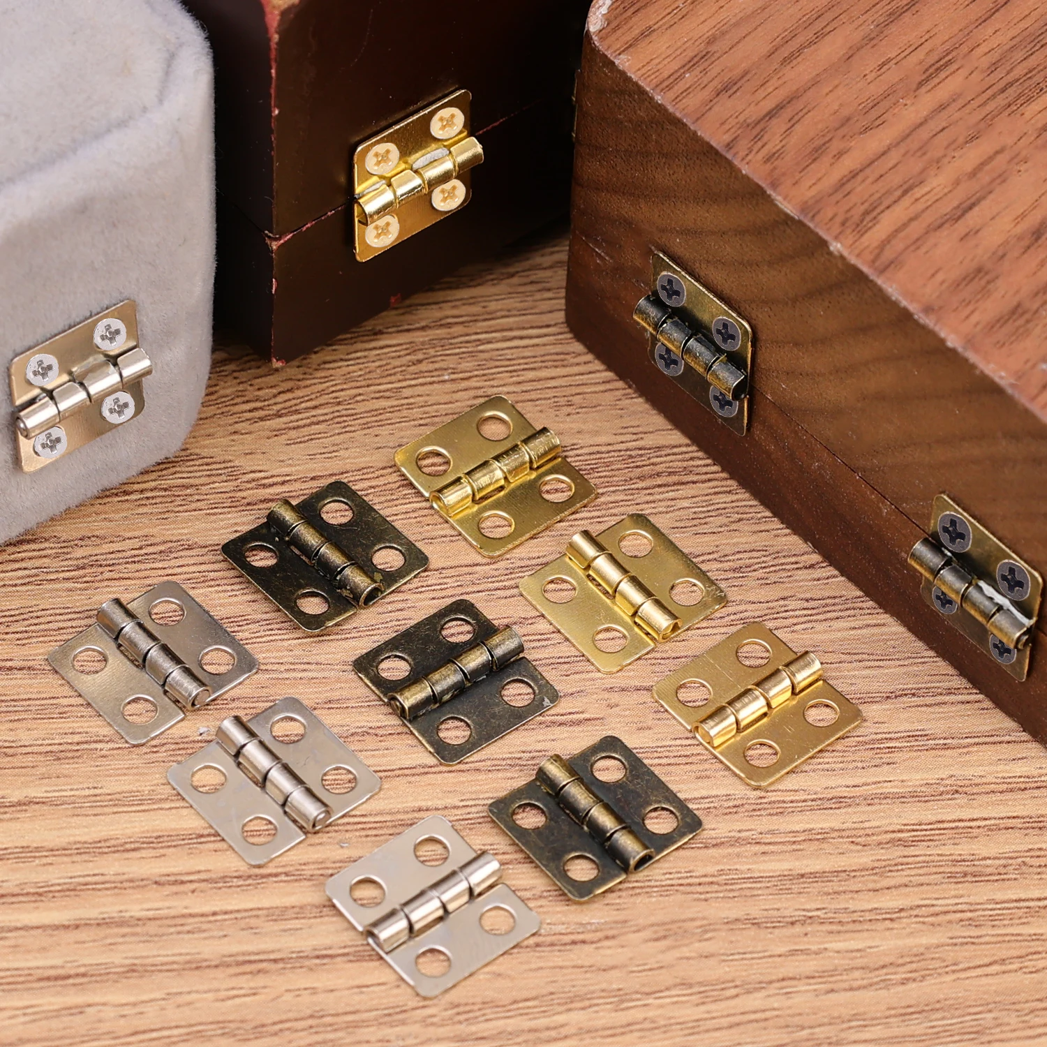 Iron Retro Mini Hinges with Screws Chest Cabinet Drawer Jewelry Box Dollhouse Hinge 180 Degree DIY Miniature Furniture Hardware