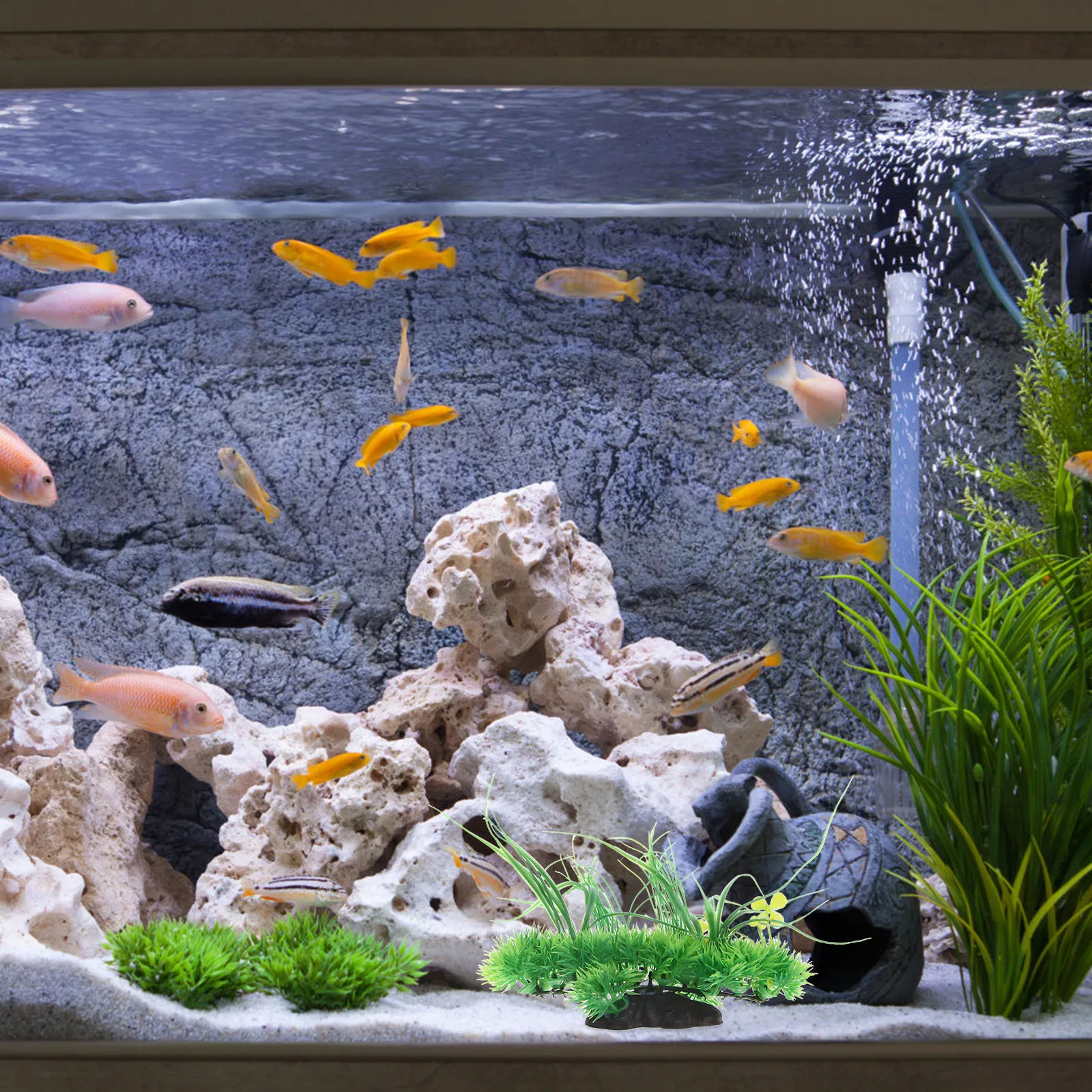 

Simulation Aquatic Plant For Fish Tank Artificial Landscape Decoration Durable Natural Ceramic Base Waterproof Suitable