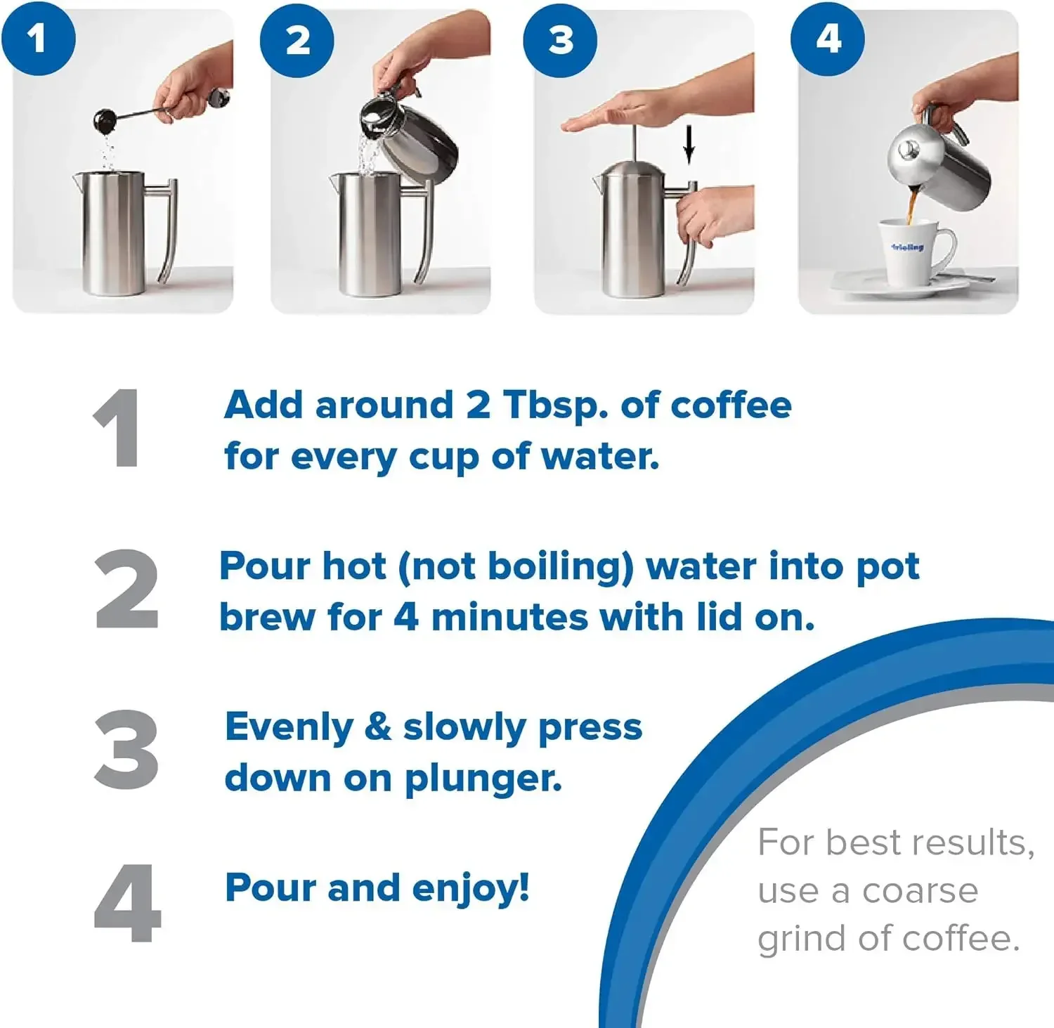 Frieling Doppelwandige French-Press-Kaffeemaschine aus Edelstahl – poliert – 44 Unzen – isolierte French-Press