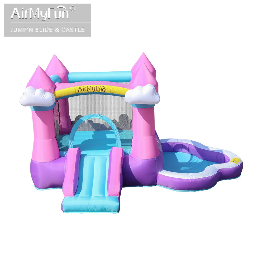 AMF-casa de boucy inflable, Mini casa de rebote de 2,7x3,1x1,8 m, Castillo de salto, incluye piscina de bolas con soplador, regalo de cumpleaños para niños