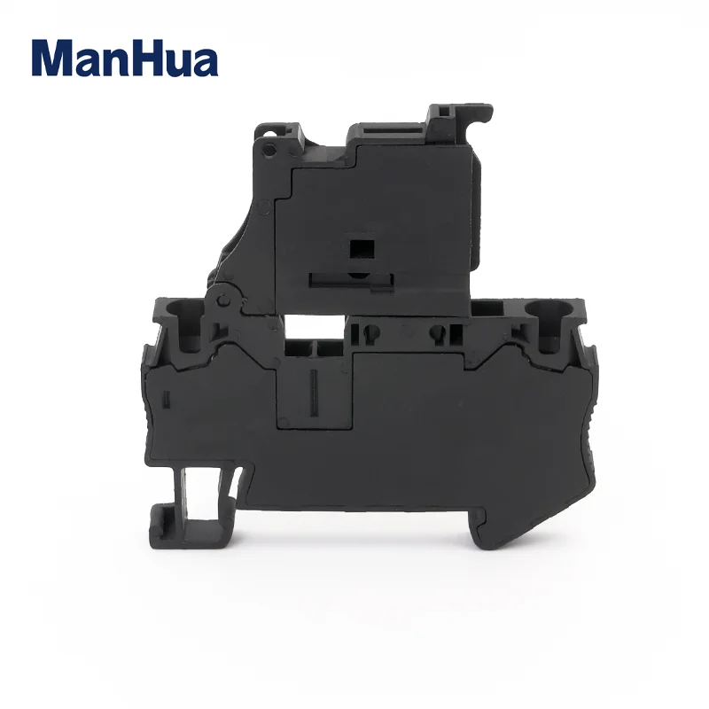 ManHua 10Pcs ST4-HESI Black 5X20 Fuse Holder With Disconnect Lever Spring Fuse Terminal Block DIN Rail Connector ST4-HESI