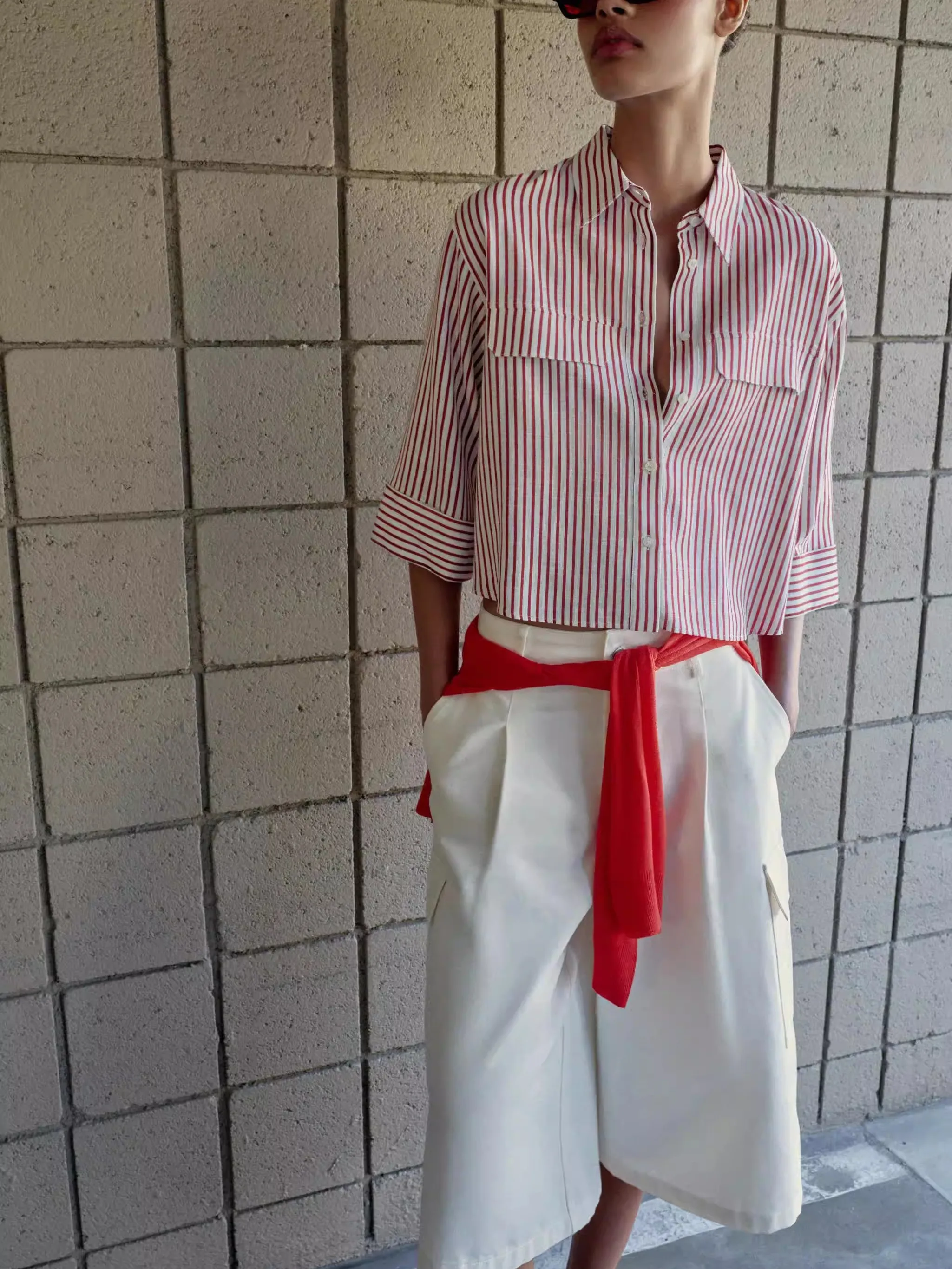 

Spring New Arrival Women's Casual Stripe Shirt Collared Multi-Color Simple Design Fashionable Ethnic Style for Ages 20-50