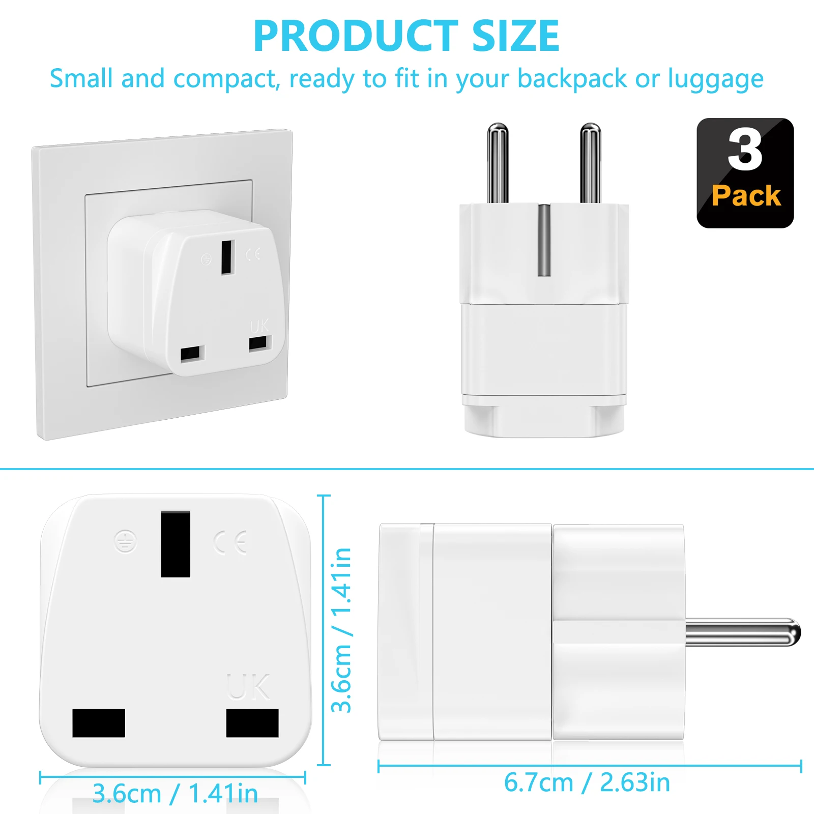 3PCS UK zu EU Stecker Adapter – Phone Accessories Uk Bewertung und Preis