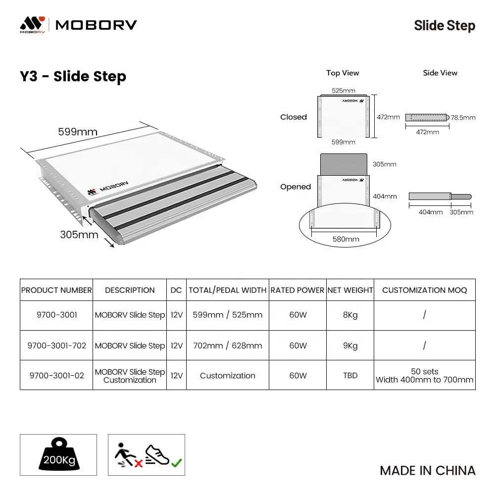 MOBORV   's Choice Top Selling Automatic Slide Out Motorized Step for Vehicles for RVs Camper Vans Ambulances Outdoor Style