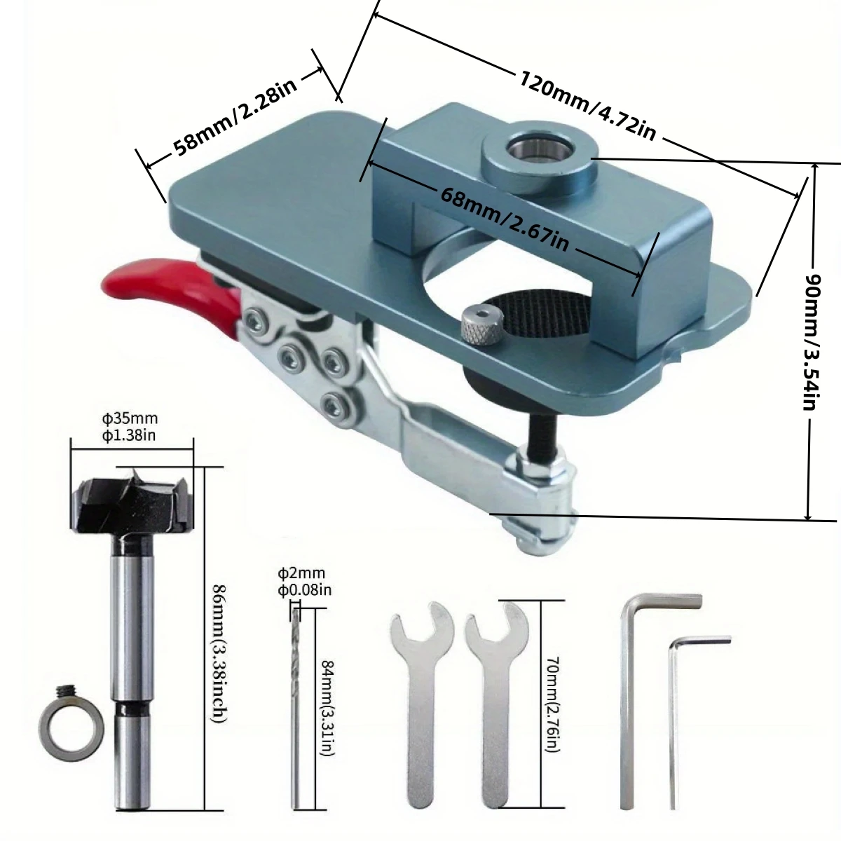 Woodworking Upgrade 35mm Concealed Hinge Jig Kit Hinge Boring Jig Drilling Guide Locator for Face Frame Cabinet Cupboard Tools