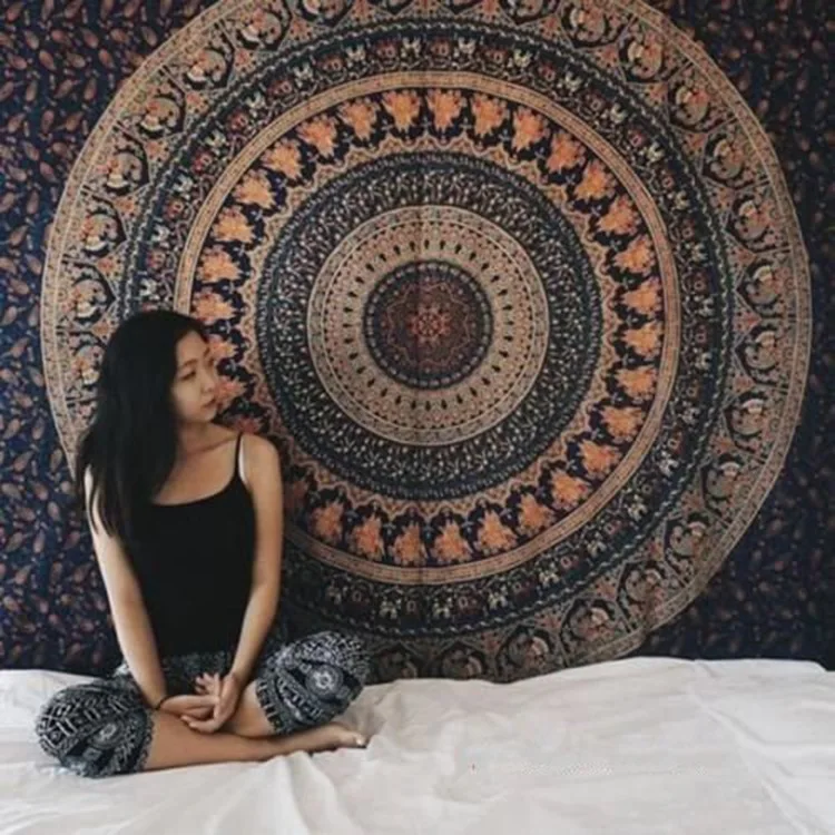 Polyester Mandala Print Tapestry Wall Hanging Carpet Throw Yoga Beach Mat Blanket Large 150*200cm Sleeping pad wall art Tapestry