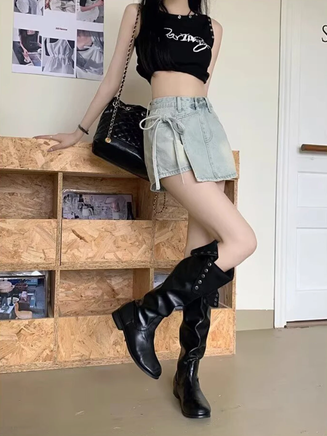 Mini jupe en jean taille haute pour femmes, jupe courte asymétrique amincissante, Sexy, ligne a, moulante, jupes en jean coréennes pour femmes, été