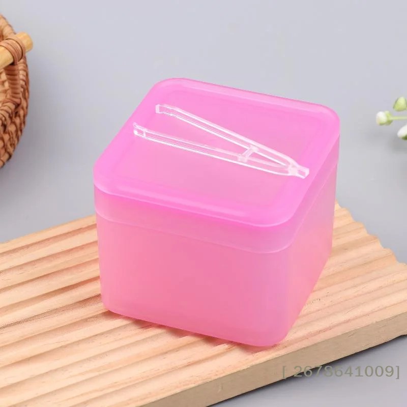 ⚑300g Double Layer Square Makeup Remover Cotton Box Flip Cover Self Matching Tweezers Cotton Pads Storage Box