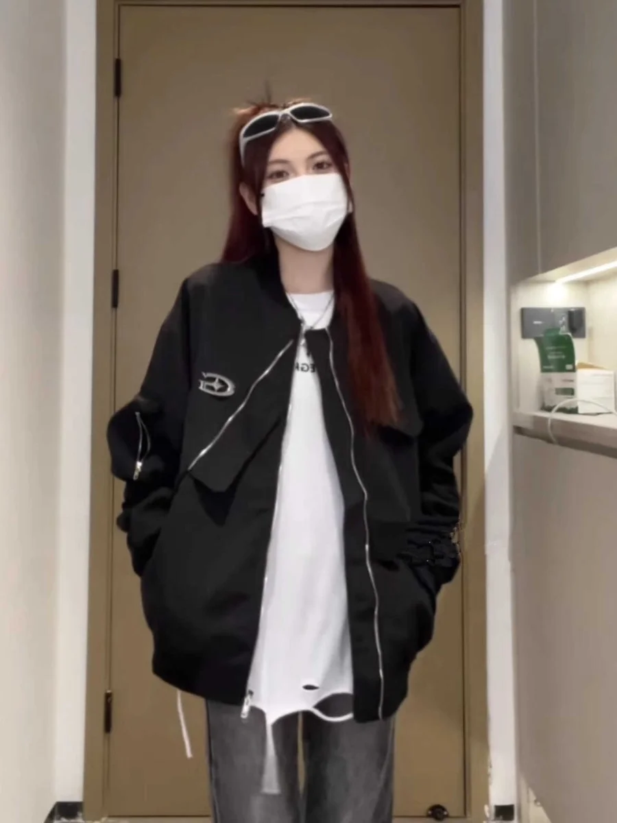 

Американский бейсбольный джерт в стиле ретро, женский весенне-осенний джерт 2024, новый корейский джерт для пилота маленького размера, свободный крой, универсальный вариант