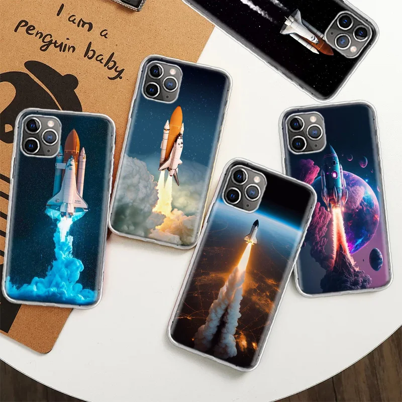 Space Shuttle Navigation Case for iPhone 12 13 Mini 14 Plus 15 16 Pro Max 11 X XS Max Clear TPU Protective Phone Cover