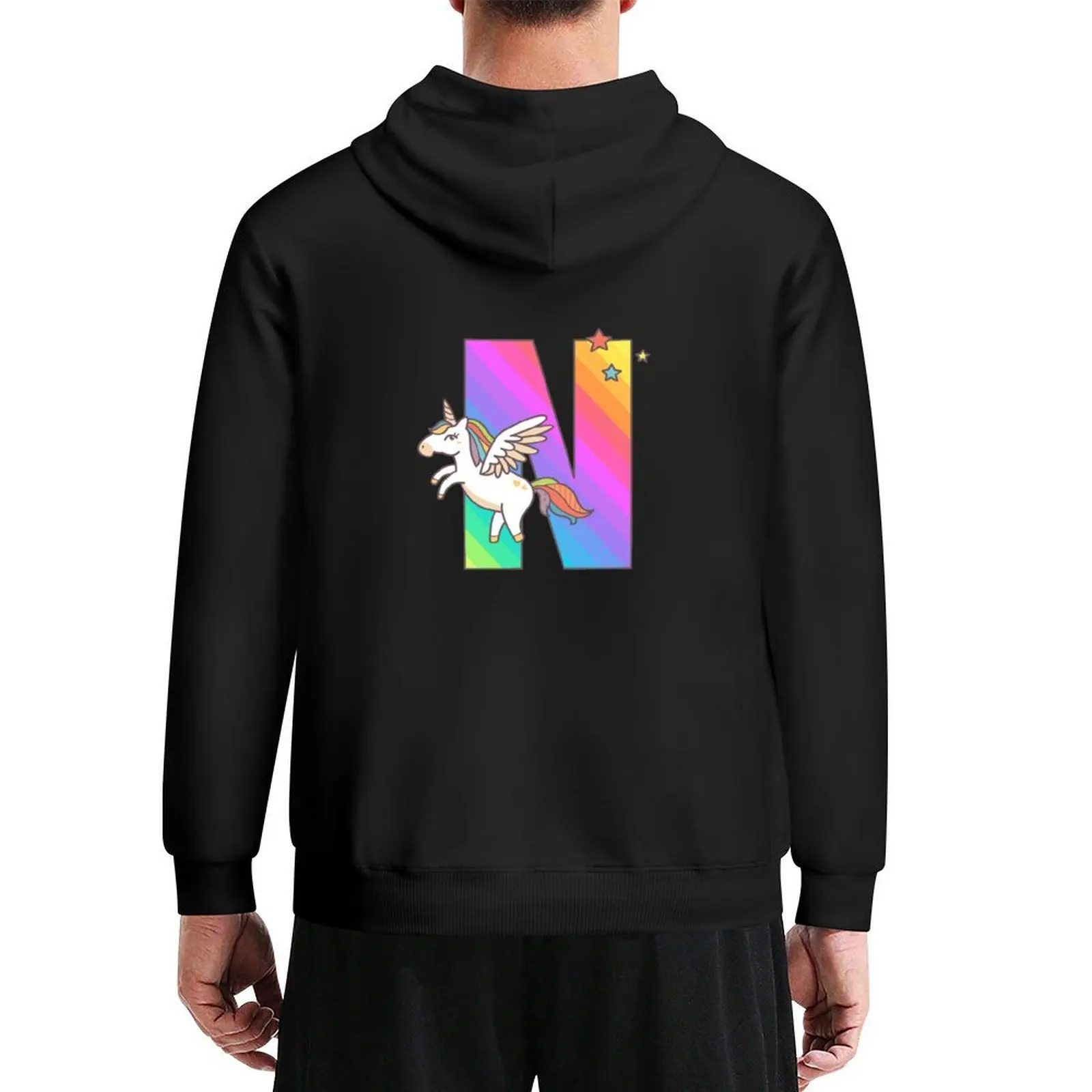 

Unicorn Monogram Letter N Initial Cute Birthday Gift Hoodie anime clothing autumn jacket men autumn clothes japanese hoodie