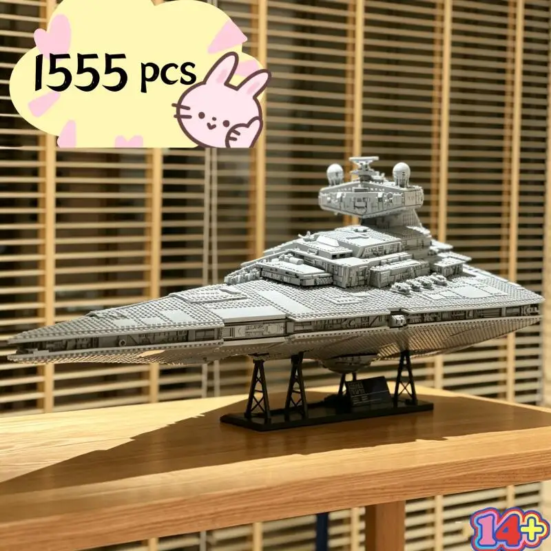 Big Sale 1555Pcs  Space Battleship Building Block Set,  Starship Model Kit, Science Fiction Military Warship Bricks view 2