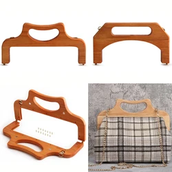 1PC Vintage Solid Wood Handle Tote Bag Handmade Sewing Accessories Crossbody Bag Woven Bag Handle Kiss Lock Clutch Wallet Frame