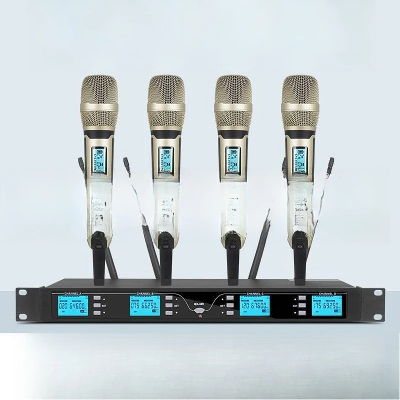 One to four wireless microphones, anti-howling high sound quality, professional singing microphone for stage performance