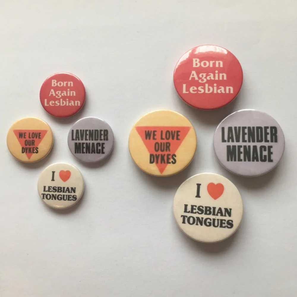 Lesbian LGBT Badge Set Gay Pride Sapphic Lavender Vintage Style Buttons