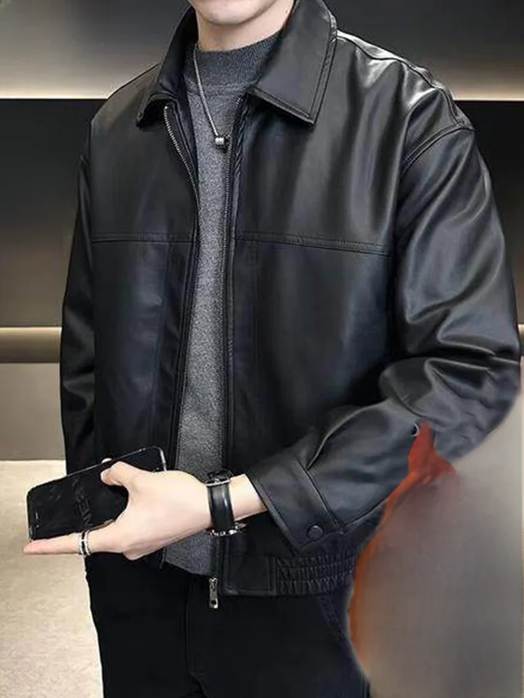 

Warmth Men's Real Leather Jaet Autumn Winter New Sle Haifeng eepskin Coat TUCANO Brand Casual Faion Thiened Zipper ...