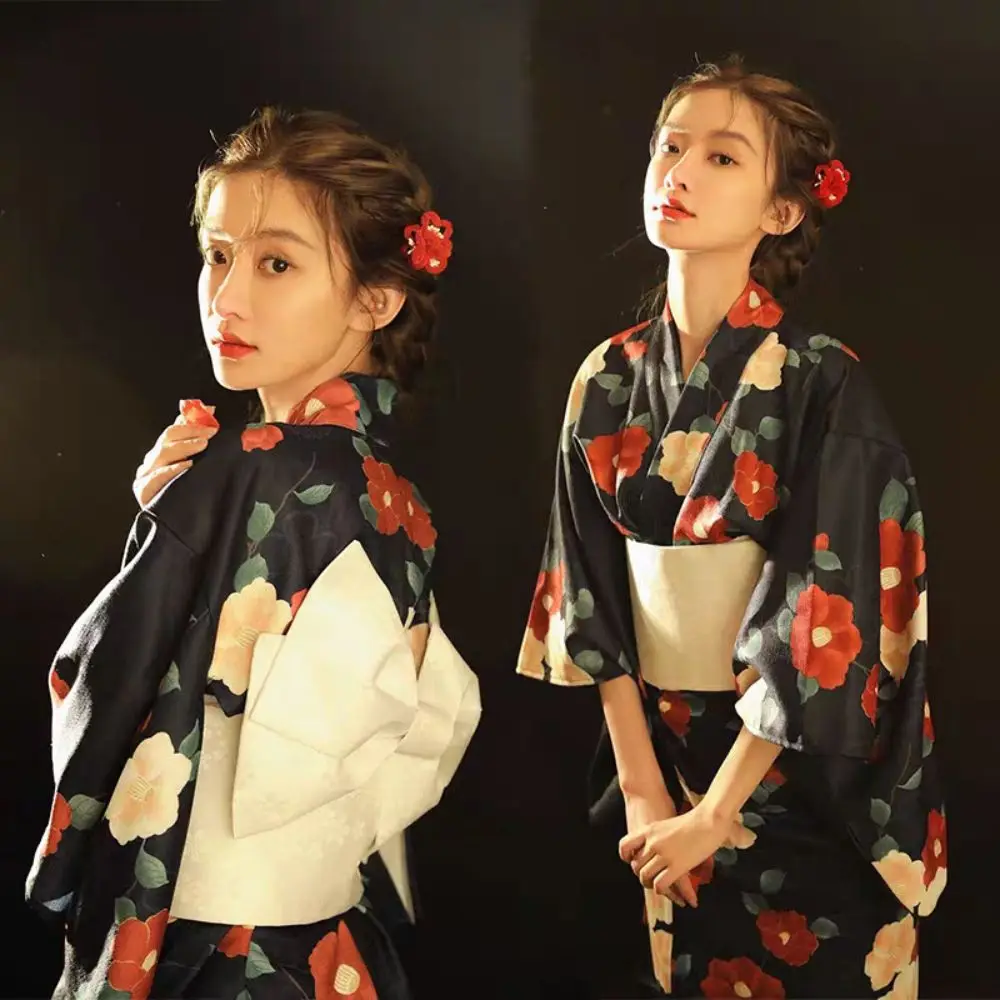 

Printed Floral Traditional Japanese Kimono Elegance Asian Sakura Girl Kimono Dress New Japanese Style