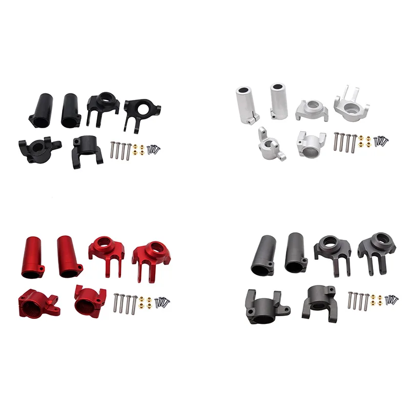 Pro CNC FULL METAL Front Steering Knuckles, C Hub Carrier, Rear Axle Lock Out SET (Black) For AXIAL SCX10 II 90046 90047 AR44 Ax