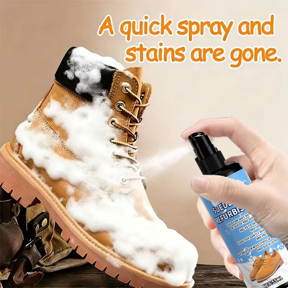 KJM 55ml Suede Nubuck Shoe Refurbishing Spray Stain Remover Texture Restorer for Boots Sneakers