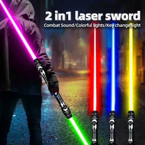 Kids Laser Sword Retractable Lightsaber Red and Blue Double Saber Rave Transformation Children's Cosplay Boy Cool Flashing Toy