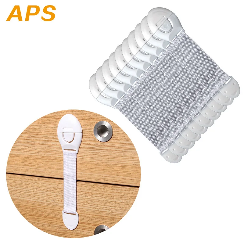 10pcs/Lot Baby Kids Safety Care Plastic Locks  Cabinet Cupboard Toilet Safety Locks Straps Infant Baby Protection Drawer Door