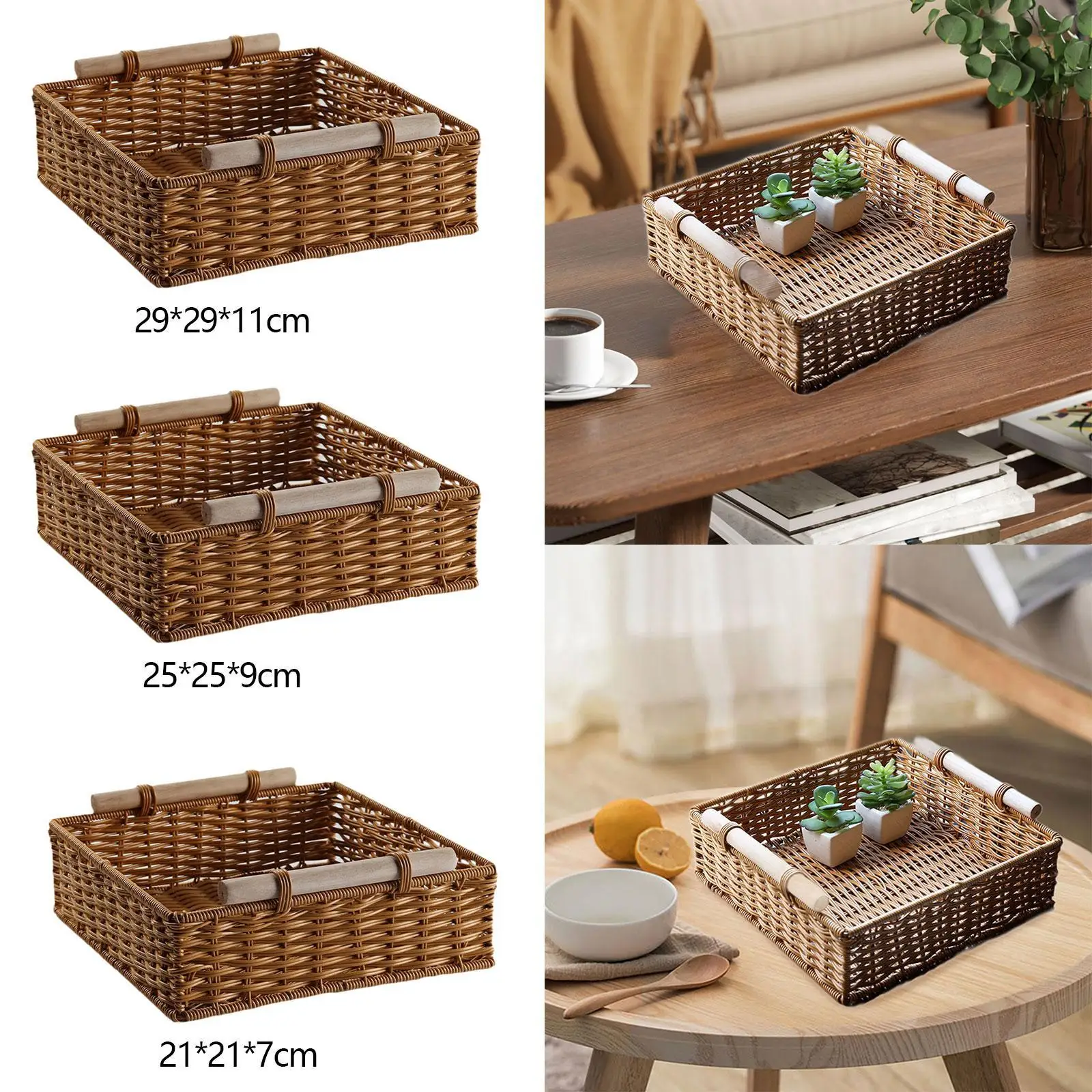 Hand Woven Basket Snack Bread Tray Entryway Keys Trays Modern Food Storage Container Household Organizer for Hotel Tabletop