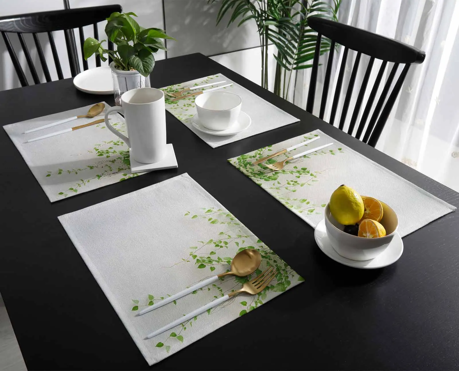 

4/6 шт. весенний сад, листовая природа, кухонная посуда, чашка, бутылка, подставка для столовых приборов, кофейные подушечки, настольные коврики